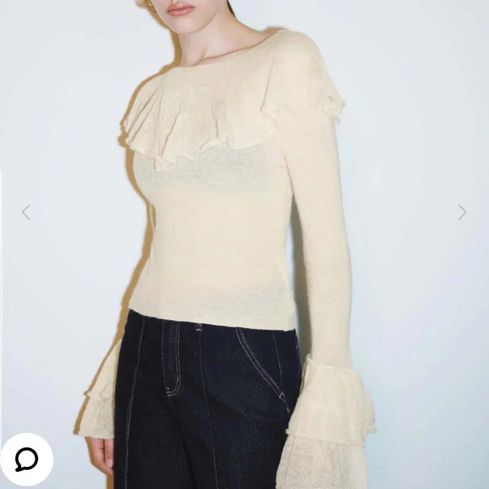 Elegant Cream Ruffle Sweater - Picture 2 of 2